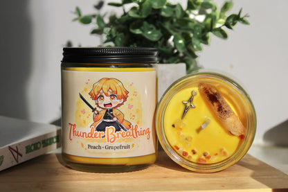 Thunder Breathing | Slayer Inspired Candle | Anime Candle| peach, grapefruit
