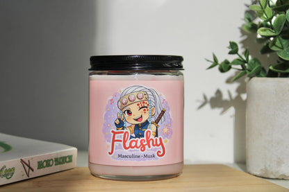 Flashy | Slayer Inspired Candle | Anime Candle| earthywood, cashmere, citrus