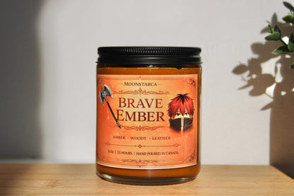 Brave amber & Quite Mana | Fieren Inspired Candle | Anime Candle| amber, woody, leather | lavender, peony, clean cotton, magnolia