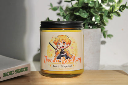 Thunder Breathing | Slayer Inspired Candle | Anime Candle| peach, grapefruit