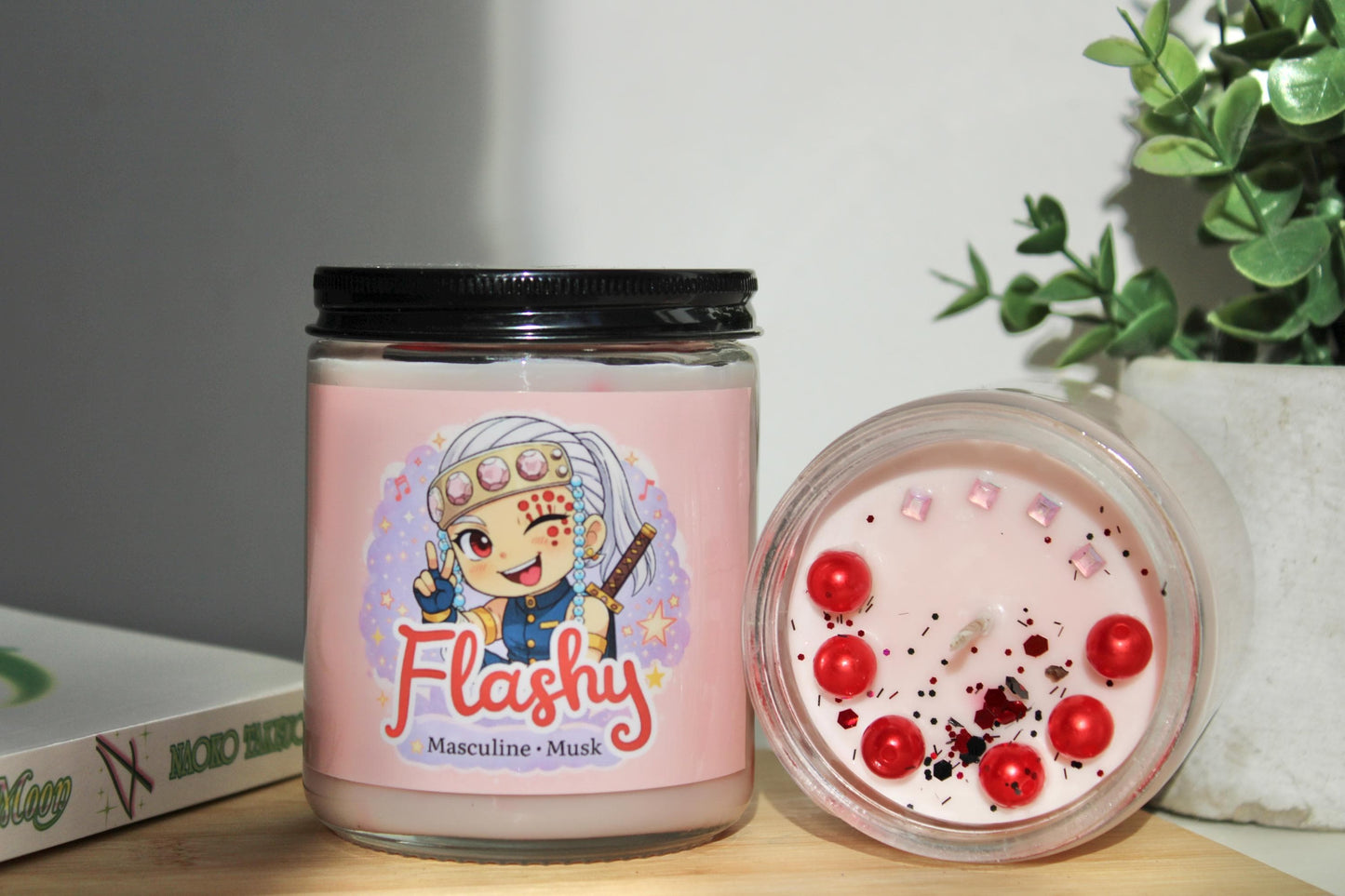 Flashy | Slayer Inspired Candle | Anime Candle| earthywood, cashmere, citrus